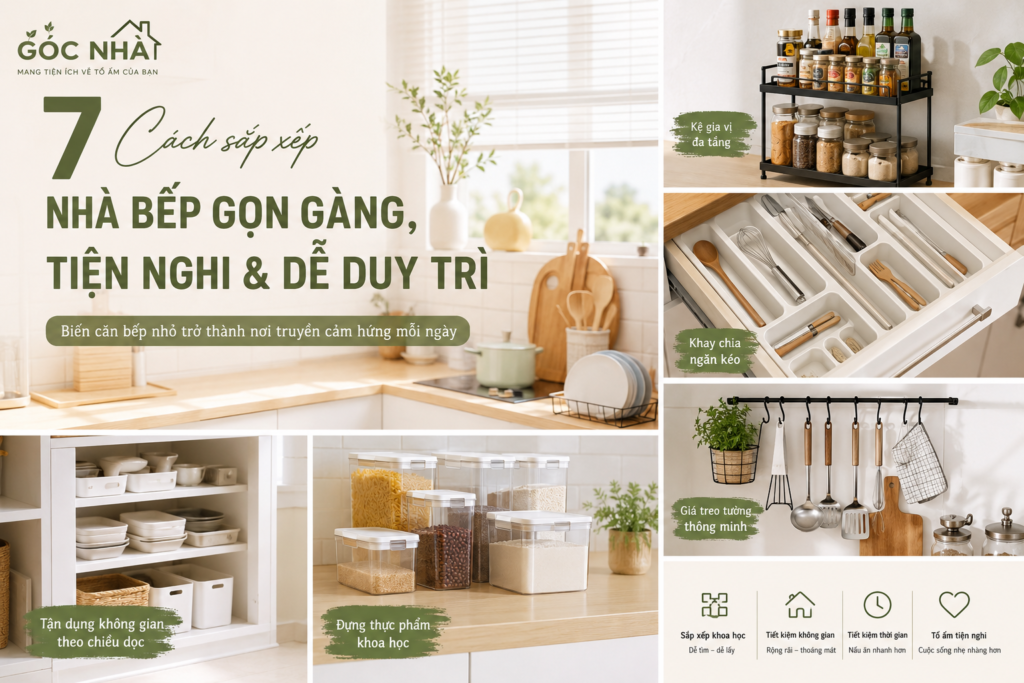 7 Cách Sắp Xếp Nhà Bếp Gọn Gàng, Tiện Nghi Và Dễ Duy Trì Mỗi Ngày