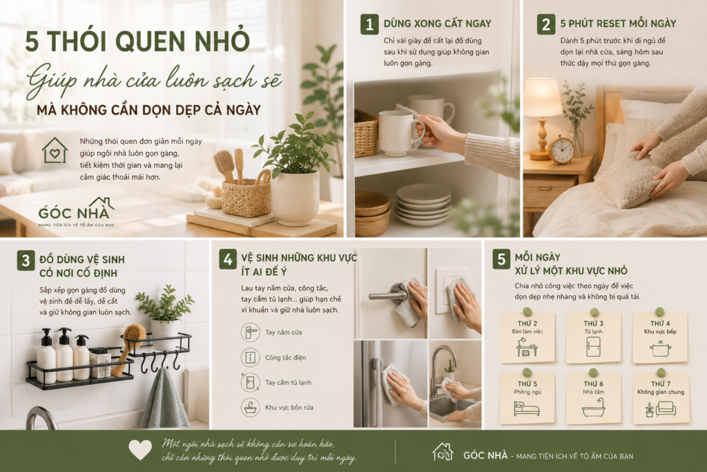 5 Thói Quen Nhỏ Giúp Nhà Cửa Luôn Sạch Sẽ